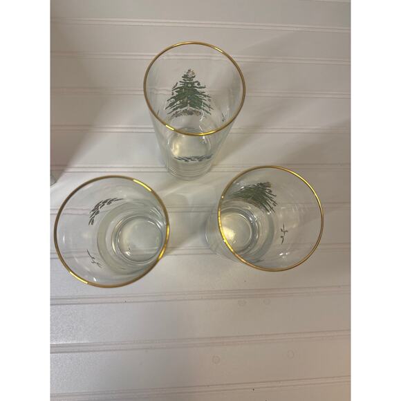 Spode Christmas Tree 15oz Highball Glasses Gold-Rimmed Elegant Holiday- SET OF 3 - Picture 5 of 9
